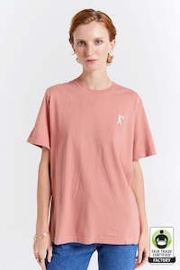 Embroidered Runaway Girl Classic Organic Cotton Tee - Rose