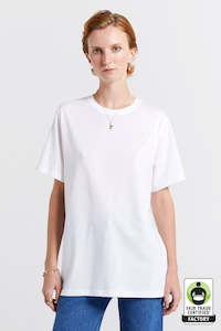 Embroidered Runaway Girl Classic Organic Cotton Tee - White