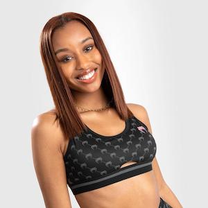 Sporting good wholesaling - except clothing or footwear: Venum Monogram Sports Bra | Black/Pink Gold