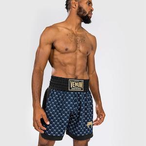 Venum Monogram Boxing Short | Black/Navy Blue