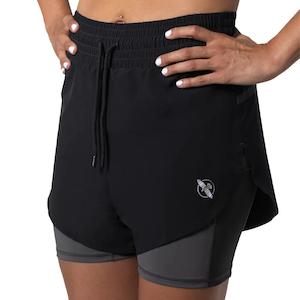 Sporting good wholesaling - except clothing or footwear: Hayabusa Womens Mid Rise Layered Shorts