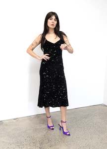 Minnnie Sequin Velvet Swing Dress