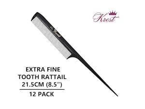 Krest Cleopatra #441 Extra-Fine Rat Tail Combs, Black - 12 Pack