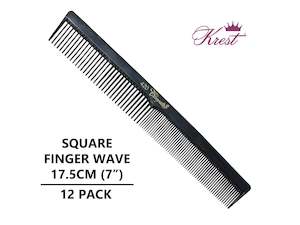 Krest Cleopatra #420 Square Finger Wave Combs, Black - 12 Pack