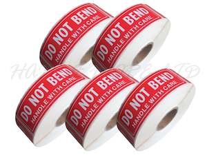 DO NOT BEND HANDLE WITH CARE STICKERS - 5 ROLLS OF 500