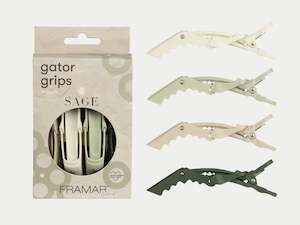 Framar Neutrals Sage Gator Grip Hair Clips (4pc)