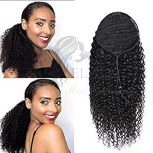 Brazilian Human Hair Drawstring Ponytail 10A Curly (N)