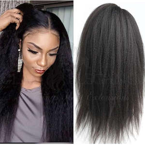 Glam Elegance Premium A grade Kinky Straight Lace Front Wig 14"