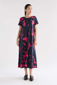 Elk Haki Dress Navy Tera Print