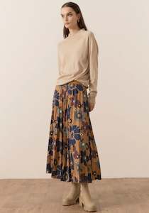 Pol Tess Sunray Pleat Skirt Print