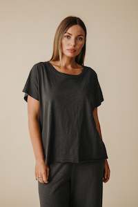 Womenswear: Talamaya Shoreline T-Shirt Black Sand