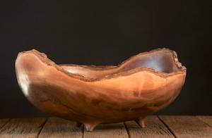 Bark Rimmed Wooden Bowl No525 - Hand Crafted Wooden Bowls - Gavin Brunton - Kawau Island