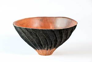 Ebonised Caved Bowl No426 - Hand Crafted Wooden Bowls - Gavin Brunton - Kawau Island