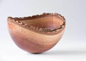 Bark-rimmed Rocking Bowl No338 - Hand Crafted Wooden Bowls - Gavin Brunton - Kawau Island