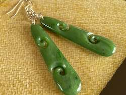 NZ Pounamu drop earrings - double koru