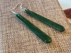 NZ Pounamu drop earrings - long