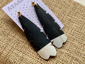 Rubber Feather earrings - white tips