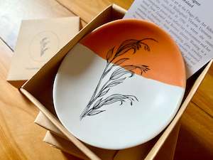 Ceramic Harakeke Dish - orange and white