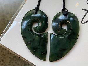 NZ Pounamu Joined Heart pendant (set 2)