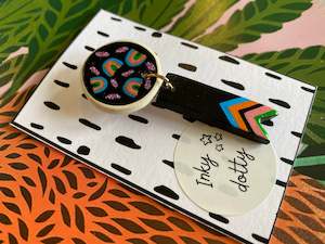 Gift: Inky Dotty Medal brooch