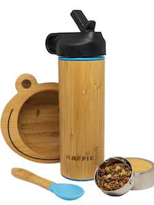 Household good wholesaling: Natural Bamboo Kids Bowl & Drink Bottle / Tea Tumbler - Blue (FREE SHIPPING)