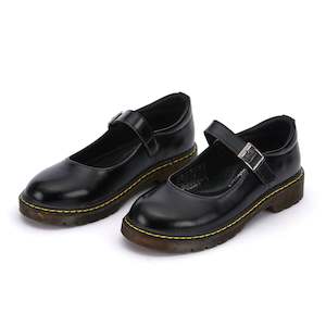 Stylish Black Leather Mary Jane School Shoes-Pretty Princess