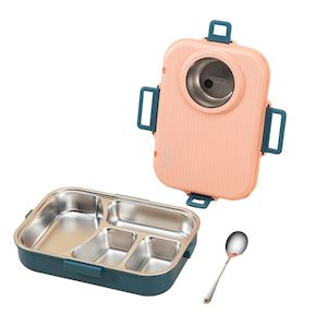 4 Compartments Insulated Stainless Steel Bento Lunch Box - Nordic Camera Shape