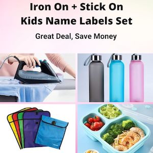 Internet only: Iron On + Stick On Name Labels Value Pack