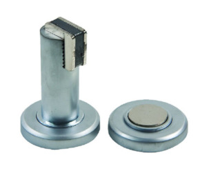 Hardware - domestic: Sylvan Floor Wall Mounted Magnetic Door Stop - Chrome & Satin Plate Finish