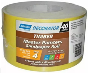 Hardware - domestic: Norton Perforated Master Painters Sand Paper Rolls (Timber) 100mm x 40metres A123