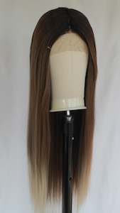 (Small Cap) Brunette Blonde Dip Dye Lace Front Wig (Straight)