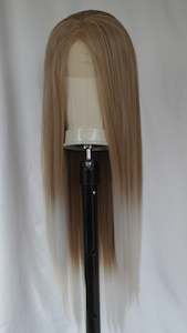 (Small Cap) Long Blonde Dipdye Lace Front Wig ( Straight )