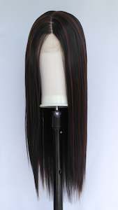 Dark Brown Soft Highlight Straight Lace Front Wig