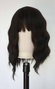 Brunette Fringed Water Wave Wig