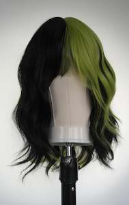 Black / Lime Two Tone Wig