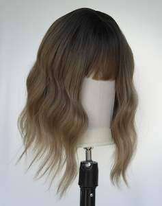 Dark Blonde Fringed Water Wave Wig