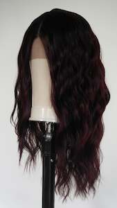 Medium Wigs: Burgundy Water Wave Lace Front Wig