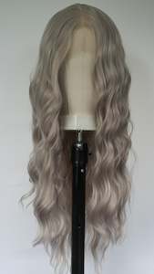 Long Grey Water Wave Lace Front Wig