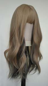 Black Streak Blonde Fringed Wig