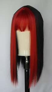 Red Front Black Fringed Wig