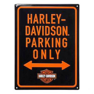 hdl-15540 Harley hdl-15540 HARLEY Embossed Parking Only Bar  and ; Shield Logo Tin Sign