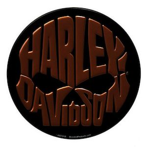 hdl-15553 Harley-Davidson® Copper Skull Script Tin Magnet, 2.75 Inches Round