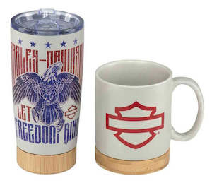 Genuine Harley%C2%AE And Licensed Gifts And Collectables: hdl-18625 Harley HD 1970S 510 ml EAGLE MUG/600ml TRAVEL MUG SET hdl-18625