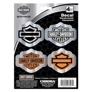 cg26027 Harley HD DECAL B&S SILHOUETTE CHROME 4 PC 6`` X 8`` cg26027