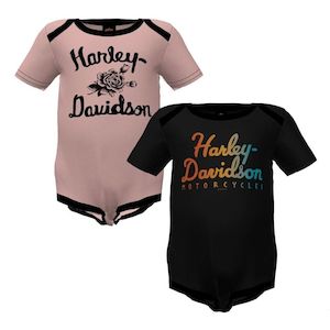 s3009235-6 Harley KIDS RIB BODYSUITS 2PK PINK/BLACK 6-9 mths s3009235-6