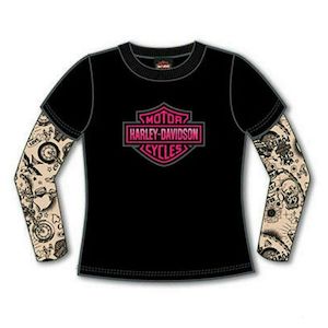 s1020153-3 Harley KIDS GIRL TATTOO SLEEVE TEE BLACK SIZE 3 s1020153-3