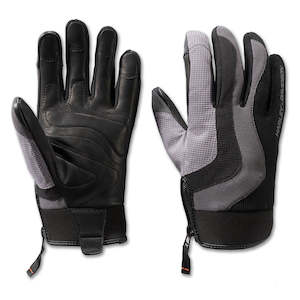 98173-24vm Harley MEN'S DYNA KNIT MIXED MEDIA GLOVES - BLACK BEAUTY & QUIET SHADE