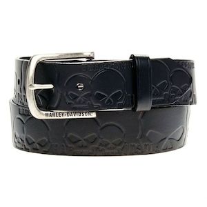 hdmbt10614 Harley-Davidson Mens Muscle Up Skull Belt Black Leather HDMBT10614