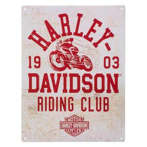 hdl-15545 Harley-Davidson® Embossed Tin Sign, Riding Club Bar & Shield Logo…