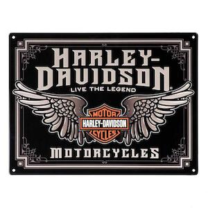 hdl-15544 Harley-Davidson® Embossed Winged Bar & Shield Tin Sign - Black, 1…